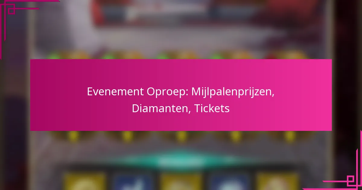 Evenement Oproep: Mijlpalenprijzen, Diamanten, Tickets
