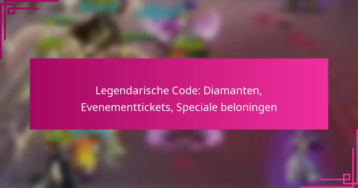 Legendarische Code: Diamanten, Evenementtickets, Speciale beloningen