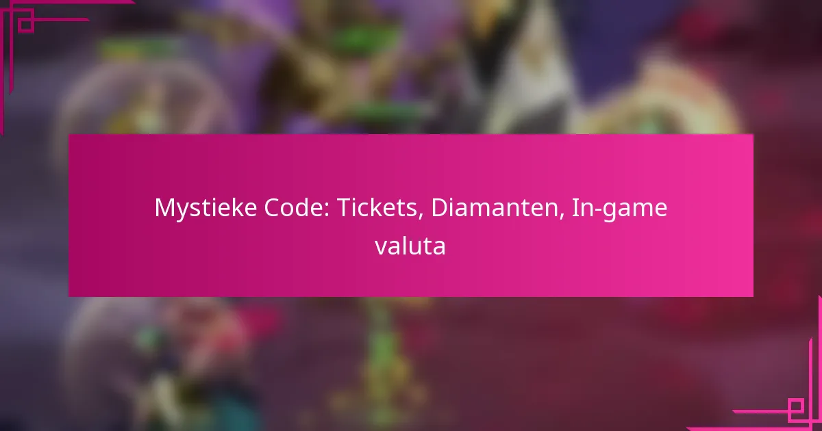 Mystieke Code: Tickets, Diamanten, In-game valuta