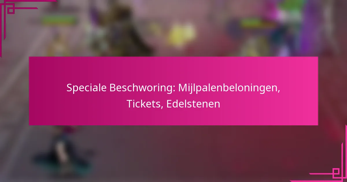 Speciale Beschworing: Mijlpalenbeloningen, Tickets, Edelstenen
