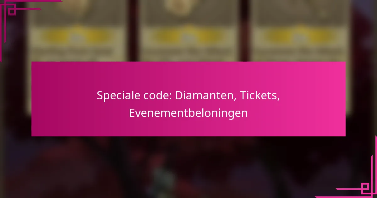 Speciale code: Diamanten, Tickets, Evenementbeloningen